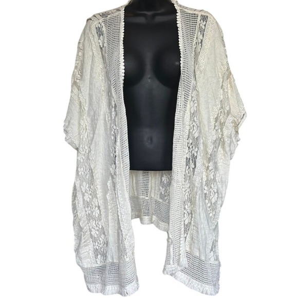 Motherhood Maternity Crocheted Cardigan Sz L XL Ivory Cottagecore Boho Feminine - Picture 1 of 6